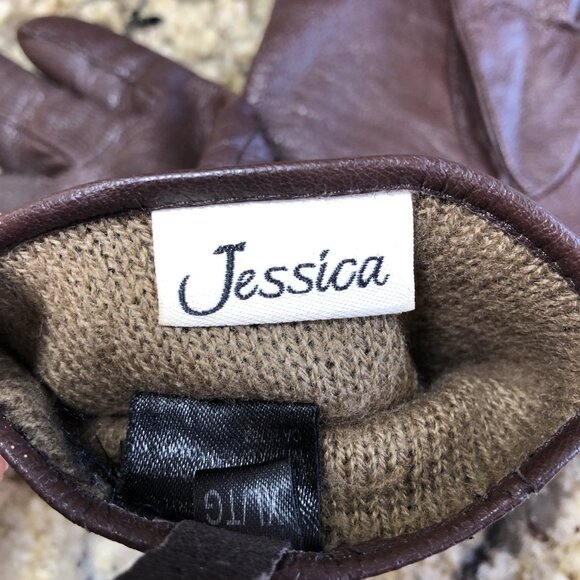Size XL Jessica Women’s Leather Gloves Brown Acrylic Lining READ BELOW CN - Picture 4 of 12